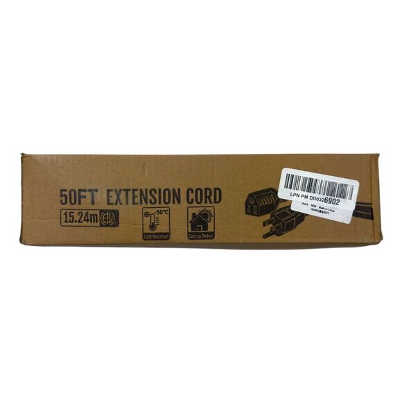 Black Flexible Heavy Duty Cold-Resistant 50FT Extension Cord POWGRN X00385A5RN - Picture 1 of 5